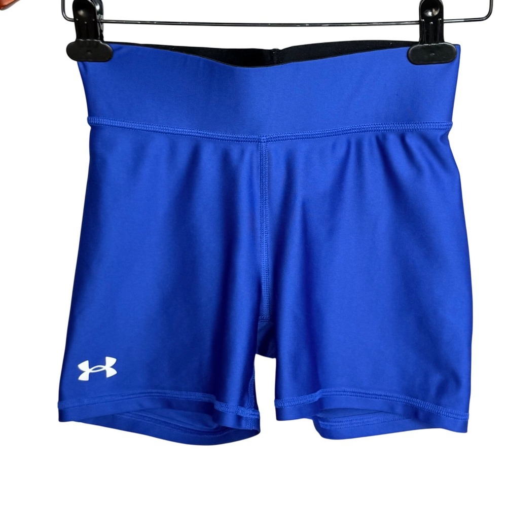 Under Armour HeatGear Compression Shorts Royal Blue Womens Small 4" Inseam